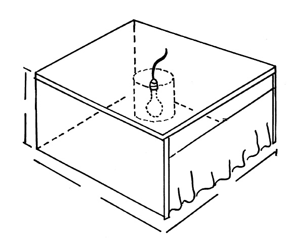Fig. 7: Diagram of a simple light bulb brooder for 25 to 50 chicks. 